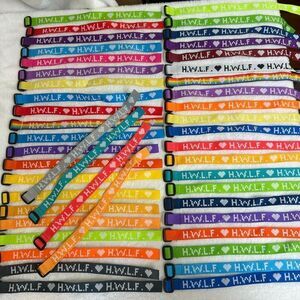 J333 Bulk Bundle of 46 Fabric H.W.L.F. Bracelets